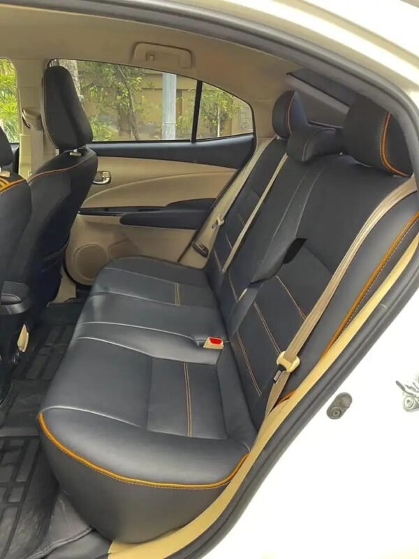 Toyota Yaris Seat Covers Japanese Raxine Black With Yellow, Model 2019-2022 - Image 2