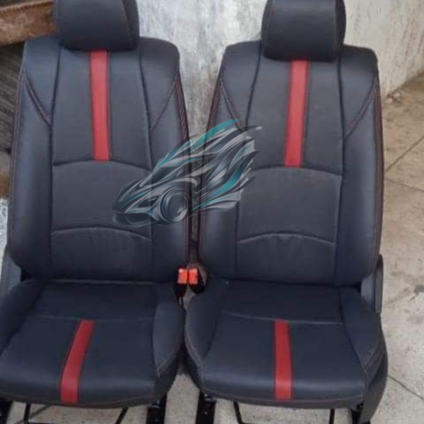 Changan Alsvin Car Seat Covers – Black Carbon Stripped with Japanese Raxine - Image 2
