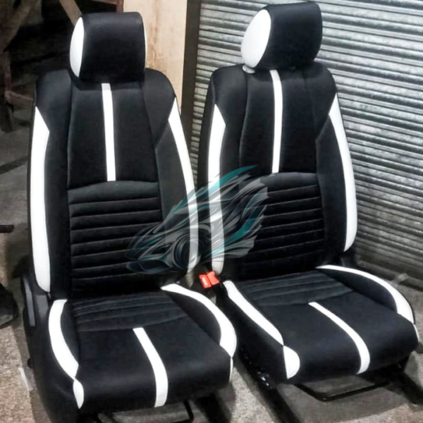Changan Alsvin Car Seat Covers – Black Carbon Stripped with Japanese Raxine - Image 3