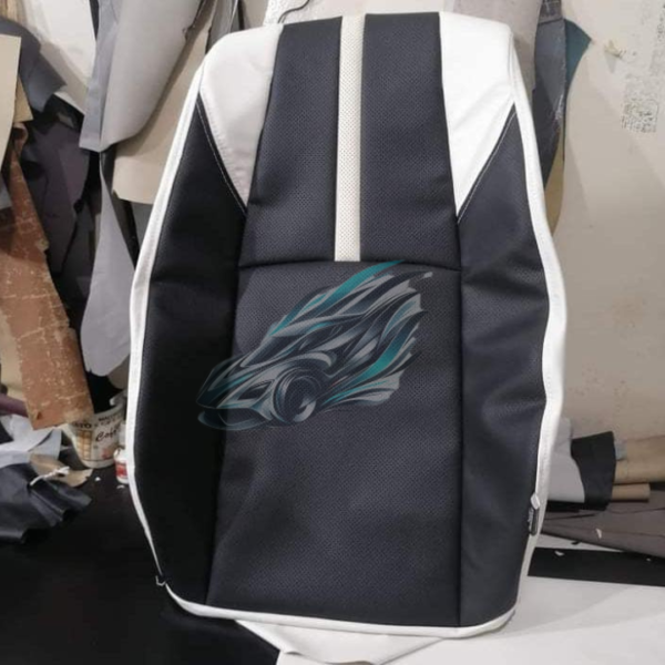 Changan Alsvin Car Seat Covers – Black Carbon Stripped with Japanese Raxine - Image 4