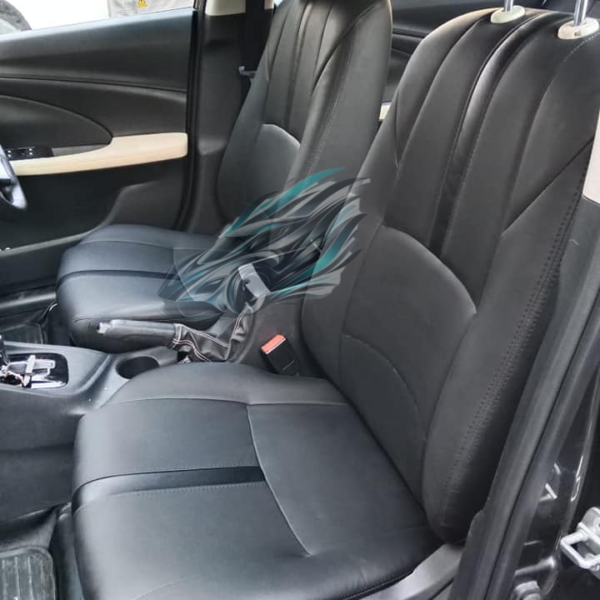 Changan Alsvin Car Seat Covers – Black Carbon Stripped with Japanese Raxine - Image 1